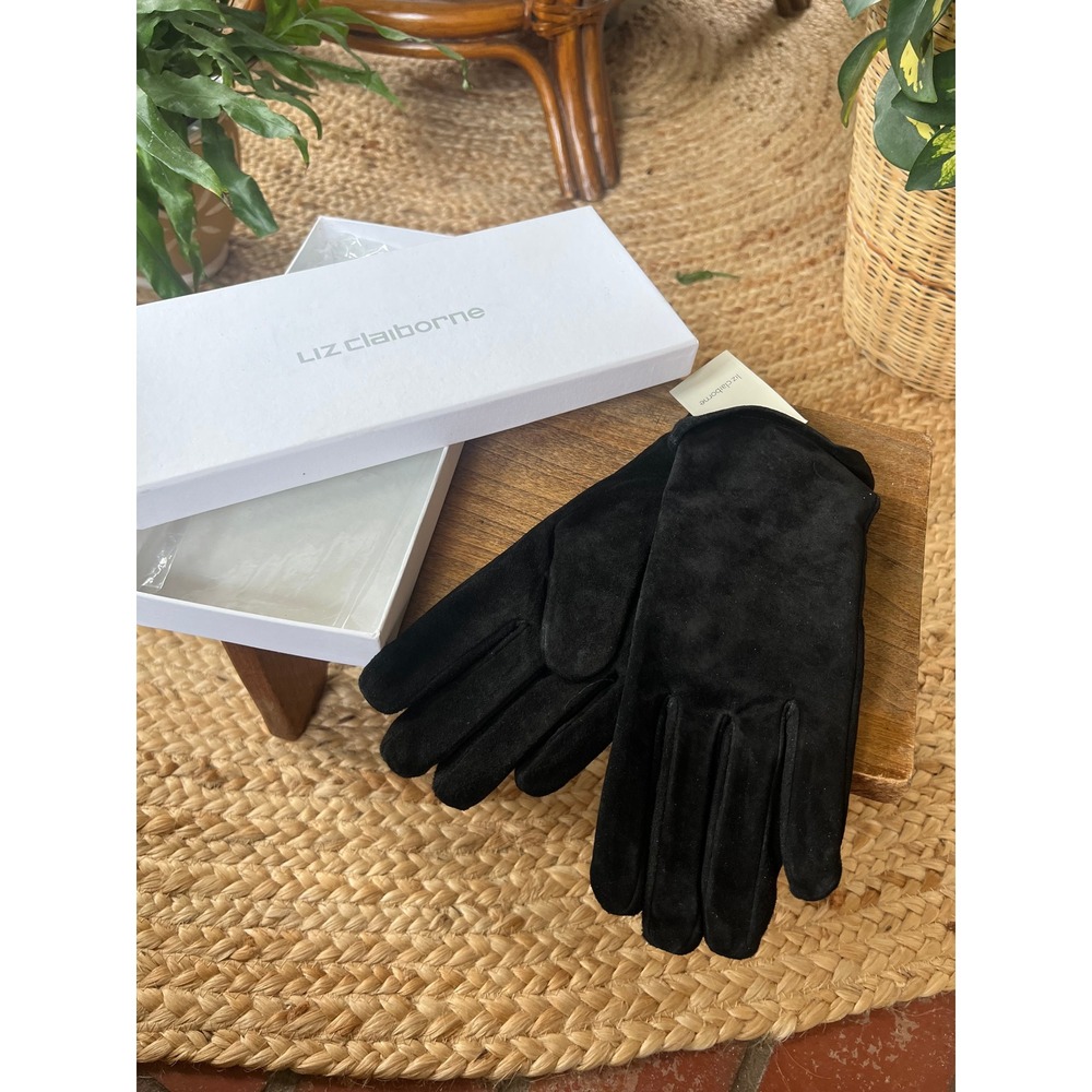 Vintage 90s Liz Claiborne Black Leather‎ Gloves